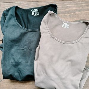 OQQ Women's Black and Gray Bodysuit Set